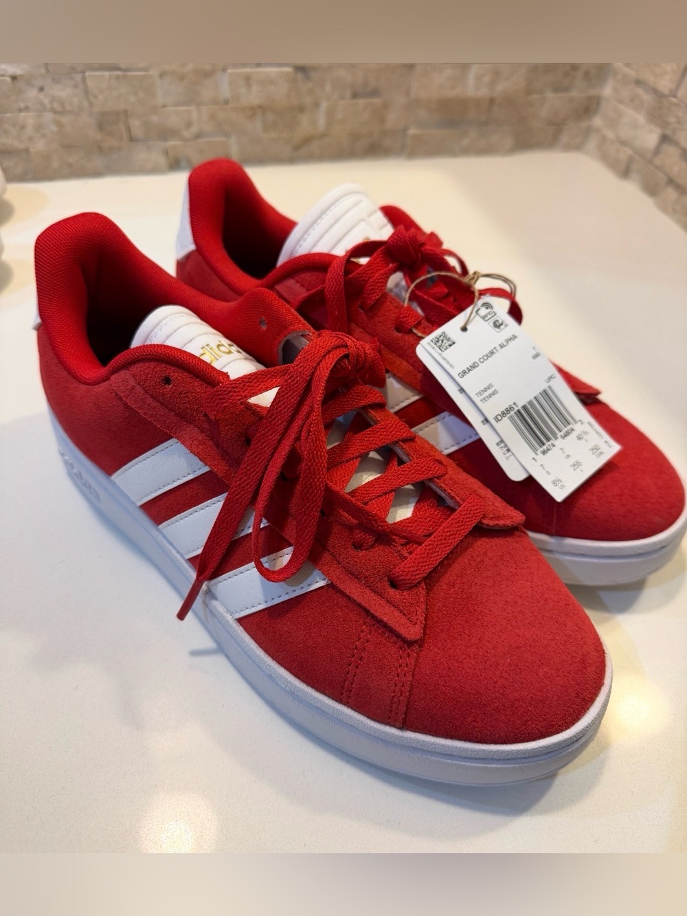 NWT Adidas Grand Court Alpha Red & White Sneakers Size 8.5